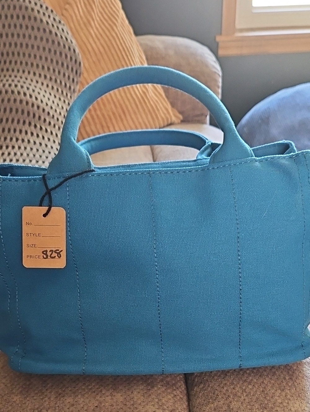 Blue Canvas Tote Bag - Unbranded
